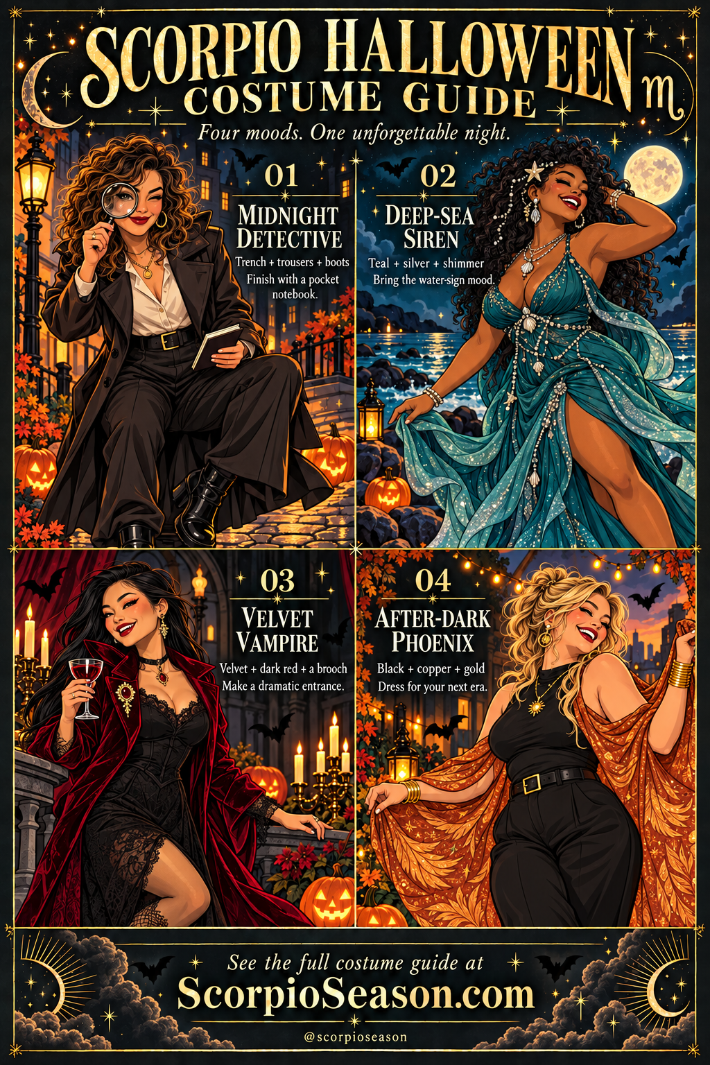 Scorpio Halloween Costume Ideas: Four Looks with Mystery and Drama